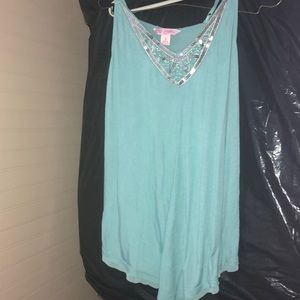 Blue and silver sequin tank top!✨✨